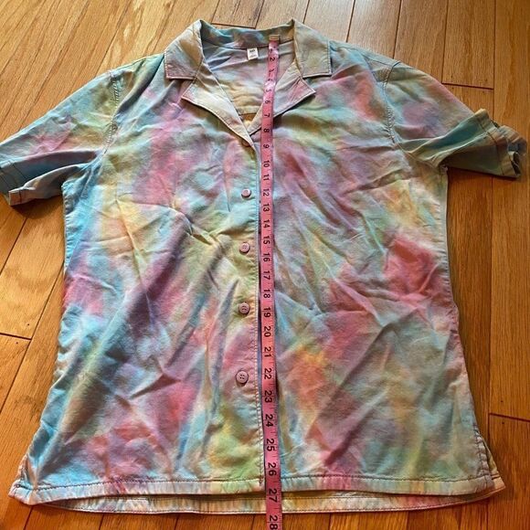 NWOT BP Women's muticolor tie dye collar button down cotton blend shirt sz small - Picture 5 of 8